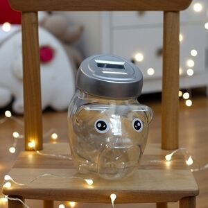 Clear Kids Piggy Bank Silver Lid Clear Digital Coin Bank Counter (NWOT) Savings